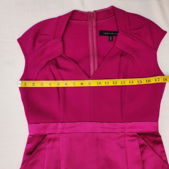 Carmen Marc Valvo Cap-sleeve Cocktail Dress Raspberry Pink Sz 10 - Picture 12 of 14